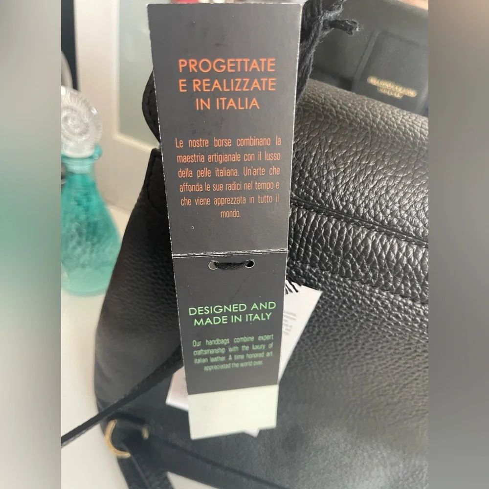 VIOLA CASTELLANI  beautiful Italian Black Leather Backpack Bag NWT. - Picture 7 of 8